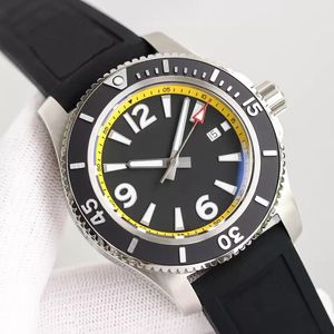 Breit Super-Ocean 46 MM Wijzerplaat Roestvrij Staal Draaibare Bezel Heren Horloge Automatische Mechanische Rubber Band Horloge Lichtgevende Horloges