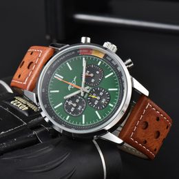 Breitl poignet hommes montres six aiguilles montres en cuir tout cadran travail montre à quartz de haute qualité haut de gamme marque chronographe horloge et ceinture en acier mode