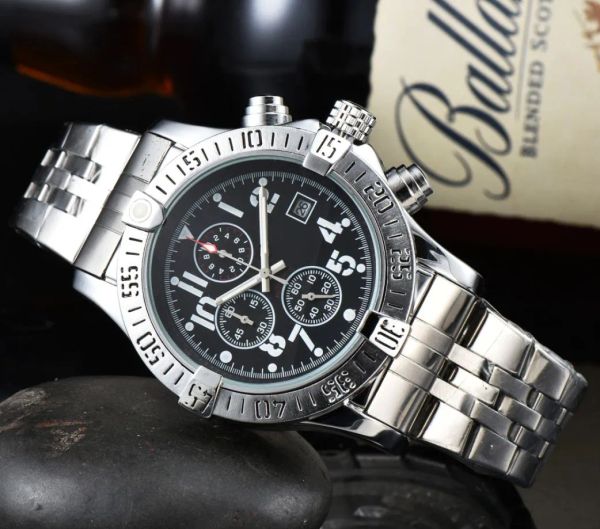 Breitli Tops Mens Mens Full Functional Wristwatch Designer Quartz Mouvement Male Clock Male Watch Watch Full Inoxyd Steel Band Sapphire Glass Relogie Masculino AA