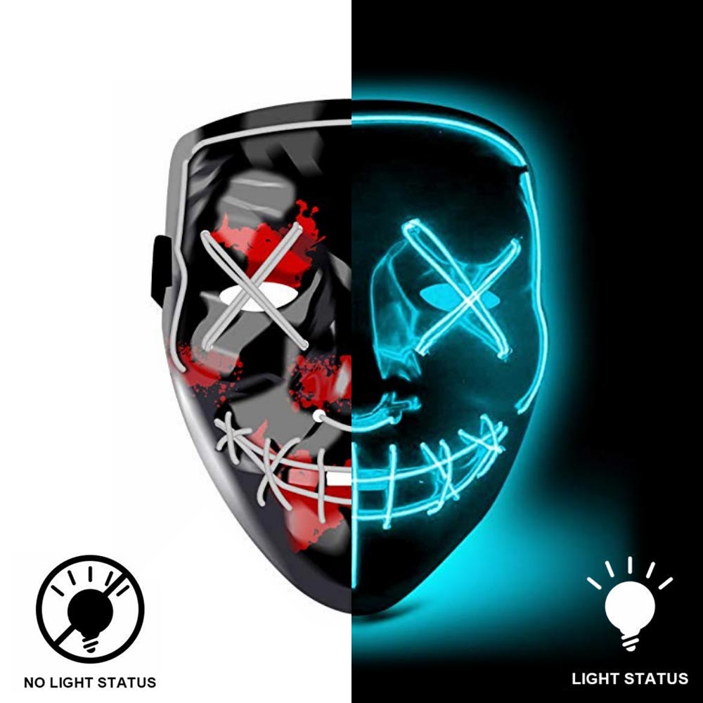 BRELONG Maske Halloween LED Up Party Horror Maske Glänzende Cosplay Kleidung Zubehör Dunkle Maske 1 Stk