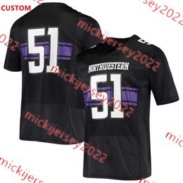 Camiseta de fútbol del noroeste de Brendan Flakes A.J. Hampton Jr. 89 Charlie Mangieri 63 Dom D'Antonio 7 Ore Adeyi Jerseys personalizados cosidos para hombre Northwestern Wildcats