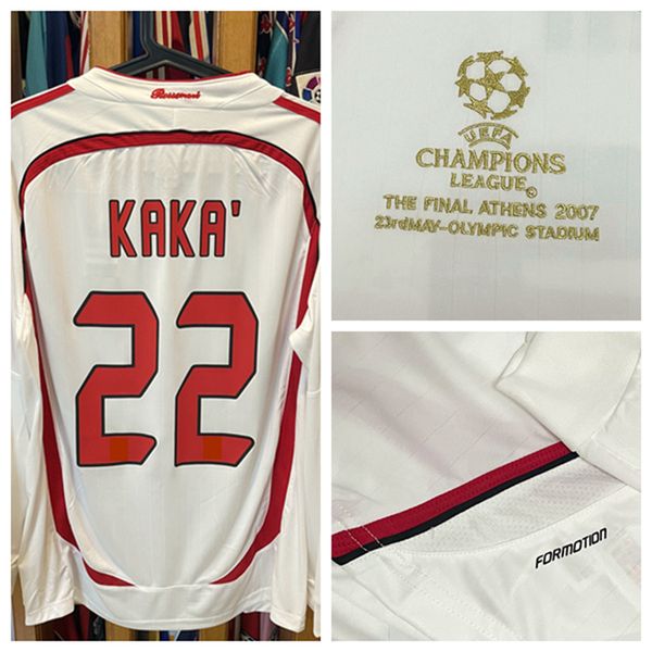 Match porté joueur numéro 06/07 ucl final maillot manches longues Football Kaka Maldini patchs personnalisés sponsors