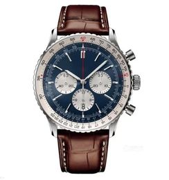 Bretiling Watch Men Top AAA Navitimer Bullling Watch Cronograph Quartz Movement Steel Limited Blue Dial 50th Anniversary Sapphire Relojes Breitl