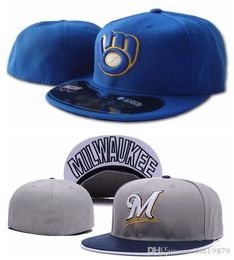 Brewers M Letter Baseball Caps Damesmen Sport Hip Hop Brand Bone Gorras Women Men Sun Hat goedkoop gemonteerde hoeden3308350