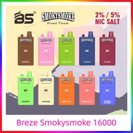 Breze rokerige rook 16000 trekjes Mesh Coil 1.2Ω Batterij 650mAh Oplaadpoort Type-C E-liquid (36ml)18ml x 2 Bang Crazvapes