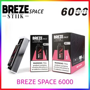 BREZE STIIK SPACE 6000 bouffées Indicateur de batterie non rechargeable à 5 LED E-jus 13 ml Batterie 1500 mAh bang