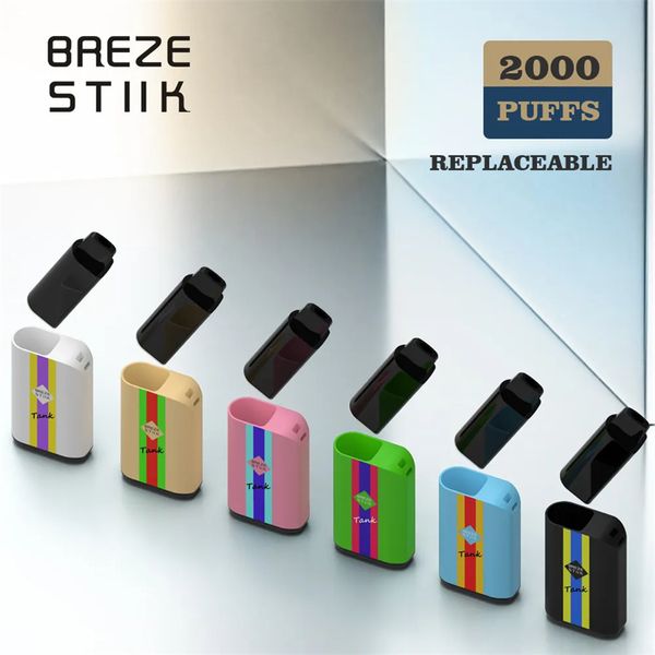 Dispositivo de tanque Breze stiik 2000 inhalaciones 6 ml Cartuchos reemplazables precargados Cigarrillos electrónicos desechables con cápsulas tipo C Breze stiik