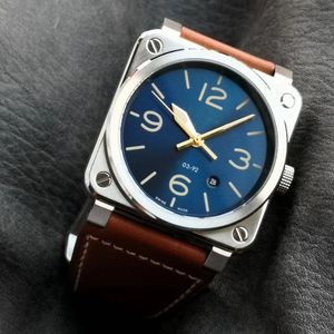 BRF fabriek hoogwaardig horloge 03-92-01065 horloge blauwe matte wijzerplaat oranje lederen band 9015 automatisch mechanisch uurwerk 42MM