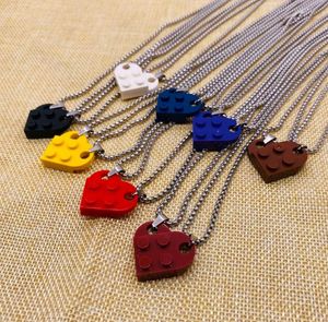 Brique Building Block Colliers Party Favor Cadeau Creative Pendentif Amitié Coeur Correspondant Charmes pour Couples Amitié