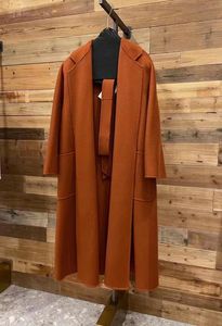 Brick Red MMAX Ludmilla Icon Coat Blends Double-Layer Pure Zibeline Cashmere Water Ripples Sjerpen Vrouwen Soft Camelwool