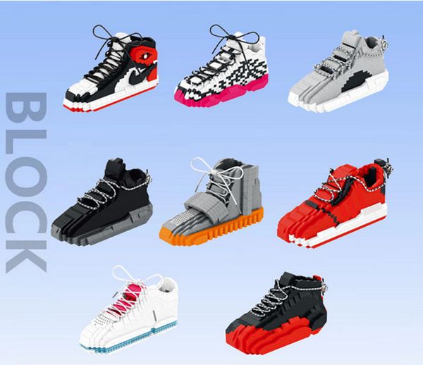 Kits de fabrication de modèles chaussures en brique Balody Mini blocs de construction Kits de chaussures 18076 chaussures de basket-ball de Sport de marque célèbre chaude briques assemblables Collection de jouets pour cadeaux