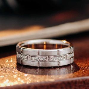 Bakstenen vlek Moissanite Eternity Rings Band Men 925 Sterling Silver met D Color VVS Lab Gemaakte diamant voor bruiloft