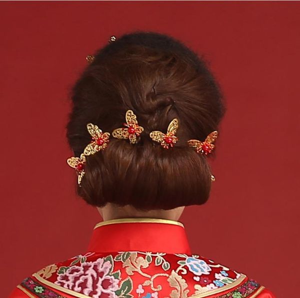 Accessoires de mariée, couvre-chef, épingle à cheveux en perles, papillon, accessoires pour robe de mariée, studio photo, ornements de cheveux plats rétro, vente en gros