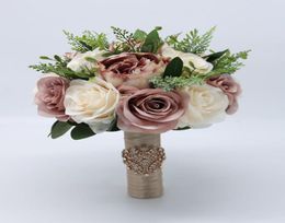 Bouquet de mariée en soie fleur de mariage demoiselle d'honneur Rose pivoines Boho artificiel Floral mariage accessoires ramos de flores para novias3955509