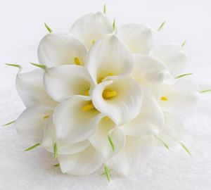 Bouquets de mariée pour mariage avec des perles de Calla jaune blanc et des rubans de strass, Bouquets de mariage artificiels faits à la main BWB0176186402