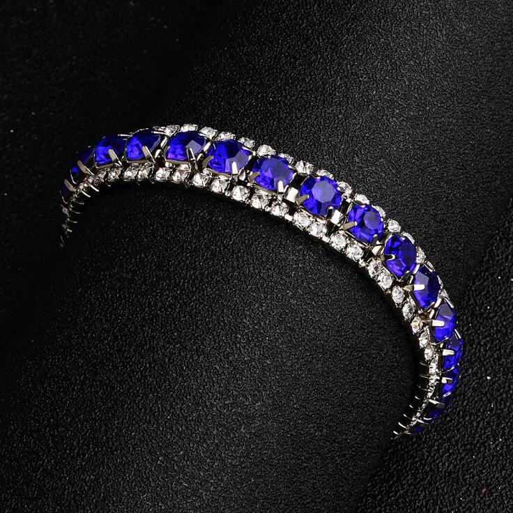 Bruids Armbanden Dazzling Blue Rhinestones Beaded Wedding For Bridal 5 Colors The Great Gatsby Armbanden Girls Party Accessories Goedkoop