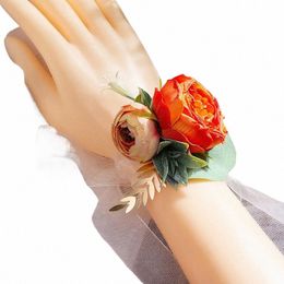 Bridal Bridesmaids poignet fr simuled perle rose fr rubb bracelet fi de mariage fournit aciés a4ws #