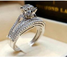 Bridal Charm Couple Rings 2pcs son son anniversaire CZ promesse des anneaux de fiançailles de mariage 9108845