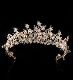 Coronas nupciales Flores Novia Tiara de cristal Princesa Corona Tiaras de boda Diademas Vestido barroco Tiaras de fiesta Accesorio de joyería para el cabello 2805924