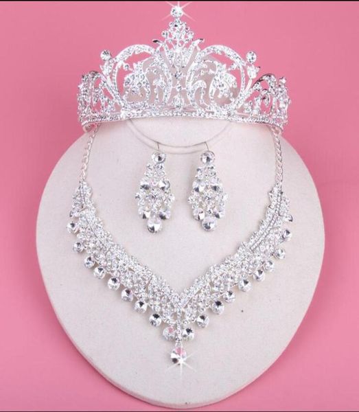 Couronnes de mariée pour les mariées, ensemble de colliers scintillants, diadèmes de spectacle en diamant, bandeau de bal en cristal, bijoux de cheveux, Headpie3732346