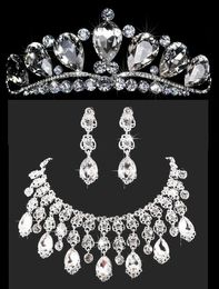 Colliers de couronnes de mariée, bandeaux, bandeaux de cheveux, diadèmes de mariée, bijoux de mariage, accessoires, cristaux d'argent, strass, perles HT0128