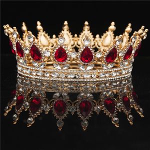 Cristales nupciales Tocados Vintage Royal Queen King Tiaras y coronas Hombres / Mujeres Pageant Prom Diadema Adornos para el cabello Accesorios de joyería para el cabello de boda