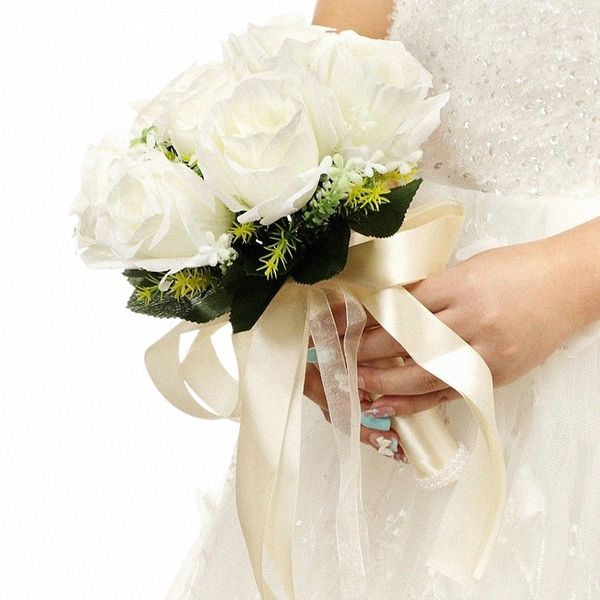 Bridal Fr Bouquet Boda Suministros de boda de seda artificial