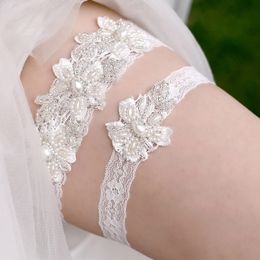 Bordado blanco de la novia bordado de la pierna floral las correas de las piernas sexy de la pierna bucle de la pierna de boda para el muslo th40 41