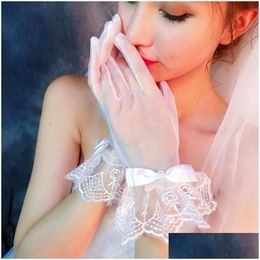Gants de mariée courts 2021 voir à travers Boho dentelle longueur de poignet femmes fête formelle mariage fl doigts accessoires de mariée livraison directe Eve Dhrhl