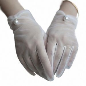 gants de mariée gants de mariage gants de gaze blanc gants gants minces en dentelle dames doigté les acaires de mariage perlé w6c7 #