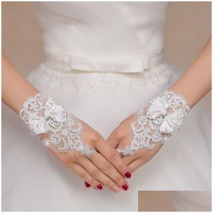 Gants De Mariée Blanc Court Sans Doigts Pour La Mariée Dentelle Accessoires Drop Delivery Party Events Dhgyk