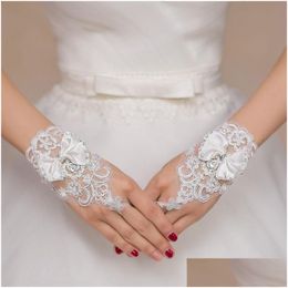 Bruidshandschoenen witte korte bruiloft vingerloos voor bruid kanten accessoires drop levering feestevenementen dherj