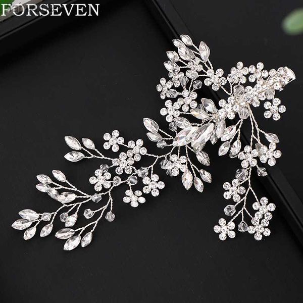 Accesorios nupciales para el cabello Color plata Rhinestone Pinzas para el cabello Tocado Nupcial Horquillas para mujeres Joyería para el cabello Tocado de boda L230704