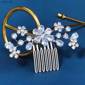 Accesorios nupciales para el cabello vestido de novia tocado Ins insertar peine flor de circón peine niña mujer regalo L230704