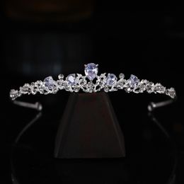 Bridal Hair Band Headress Flash Diamond Zircon Small Crown Hair Bijoux Princesse d'anniversaire Performance Accessoires 2668