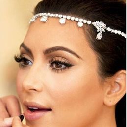 Hot Chic Kim Kardashia Rhinestones Cristales Tiaras nupciales Bandas para el cabello para vestidos de novia Accesorios para el cabello nupcial coronas Diademas HT09