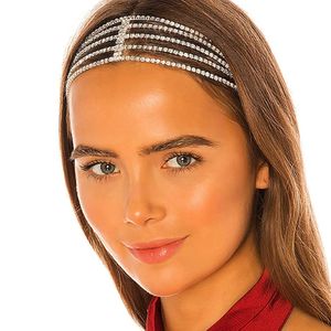 Diadema nupcial para el cabello Cuerda elástica para mujer Diadema de diamantes de imitación de múltiples capas Frente de circón Aro para el cabello Cadena para el cabello Banda para el cabello fiesta mostrar sombreros accesorios 1222