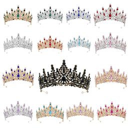 Bruids haarspeld hoofddekselaccessoires met volledige diamanten kroon Kleur Strass Kroon Trouwjurk Volwassen ceremonie Vintage bruiloft haarsieraden