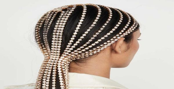 Bridal Bandband Rhingestone Long Pichel Accessoires pour les femmes Bijoux de poils de la chaîne de tête multi-brins Crystal15660175493302
