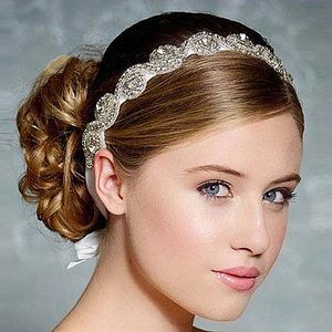 Coiffes de mariée Mariage Bridal Risestone Crystal Ribbon Tie Back Hair Fascinators Accessoires