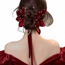 Bridal Bandbands Hair Hair Acntice Femmes Feme-Cheveux Engagement Heureur Bridal Breadal Bine Red Wine Romantic Bijoux F9DF #