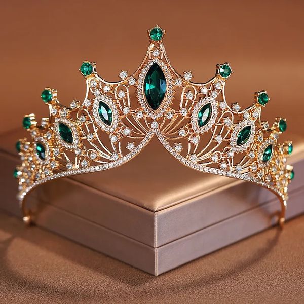 Headwear Bridal Green Colour Dames Exquise Dazzling Party Couronne luxueuse d'anniversaire Tiaras