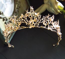 Bruidssieraden goud barokke takken kroon tiara trouwjurk accessoires new214A