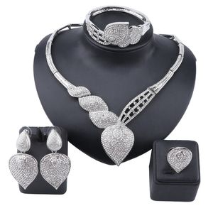 Ensembles de bijoux de mariée pour femmes collier boucles d'oreilles bracelet bague mariage strass demoiselle d'honneur cadeaux ajustement avec robe de mariée