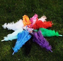 Parapluie en dentelle de mariée 1 taille Parasol de mariage élégant parapluies en dentelle pour spectacle fête décoration danse accessoires photo 11 couleurs SN4772