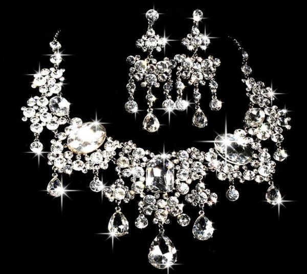 Collier de mariée, boucles d'oreilles, deux pièces de fleurs de forage à eau, nouveaux bijoux de mariage, 6811588