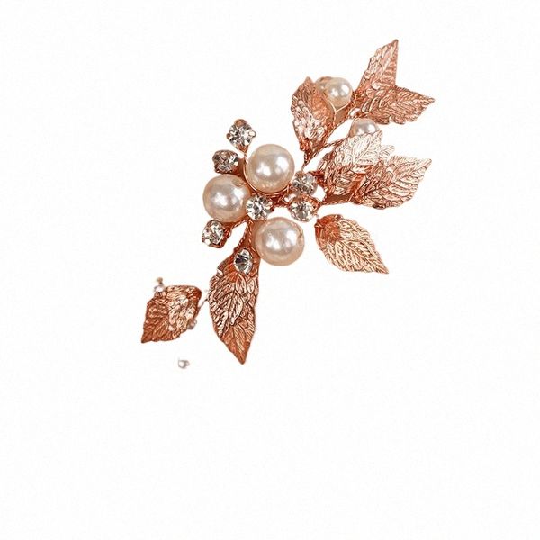 Bridal Pearl Leaf Hindestes Bracelet Crystal Vintage Sier Gold Simple Wedding Brides Bridesmaid Jewelry for Women L8XO #
