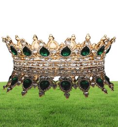 Diadèmes et couronnes rondes de mariée en cristaux, couvre-chef de mariage Vintage Royal Queen pour femmes, spectacle de bal, strass, fascinateurs de cheveux, Orna9746002