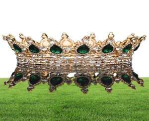 Bruidsronde Tiara's en Kronen Kristallen Bruiloft Hoofddeksels Vintage Royal Queen Vrouwen Pageant Prom Strass Haar Fascinators Orna2466261
