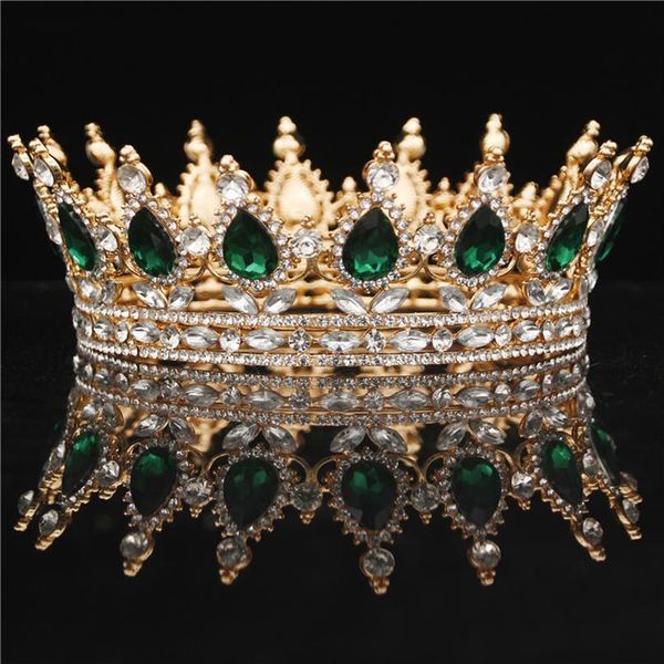 Diadèmes et couronnes rondes de mariée en cristaux, couvre-chef de mariage Vintage Royal Queen pour femmes, spectacle de bal, strass, fascinateurs de cheveux, Orna270W